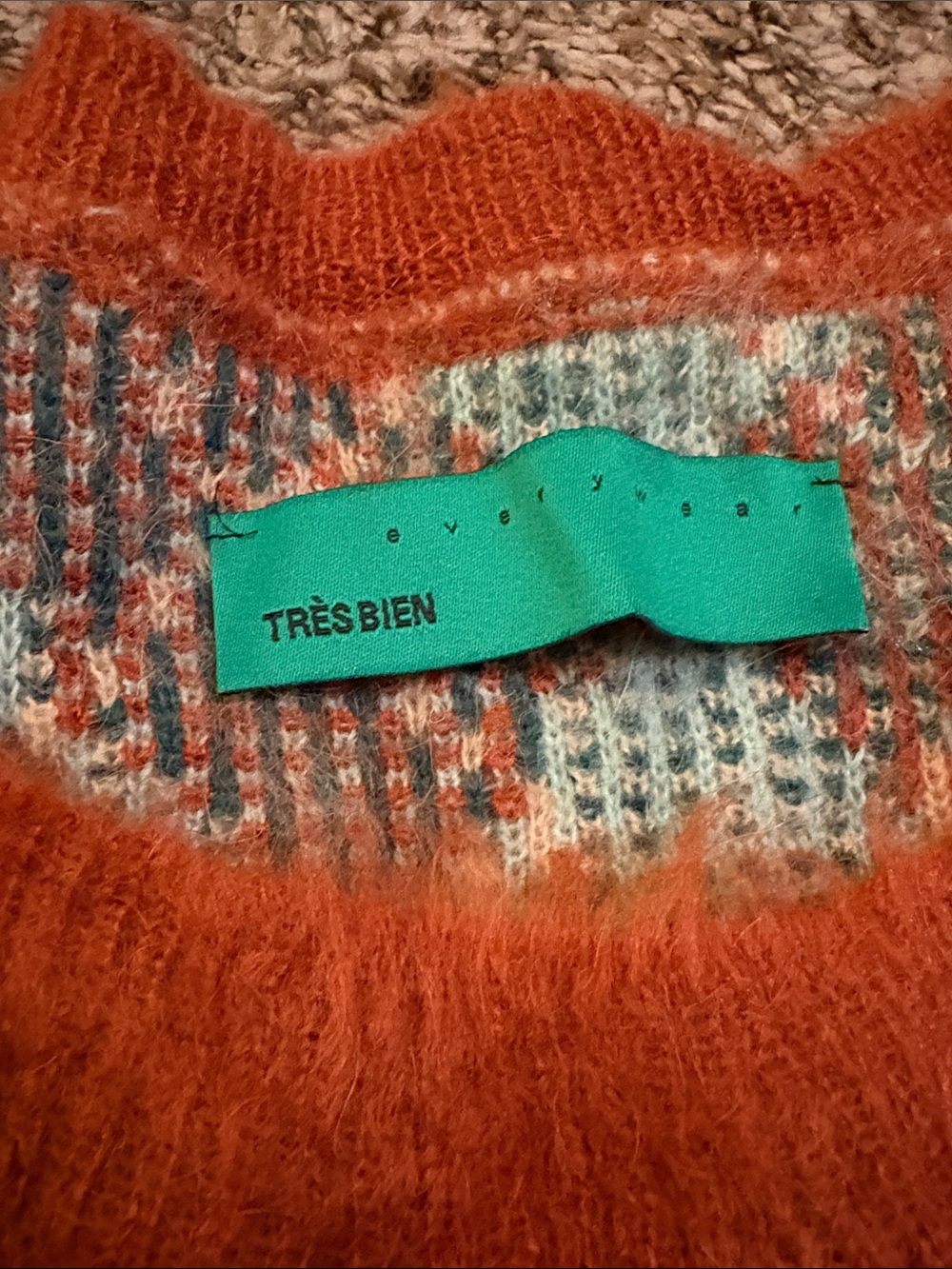 Tres Bien Orange and Light Blue Argyle Knit Vest - Picture 2 of 4